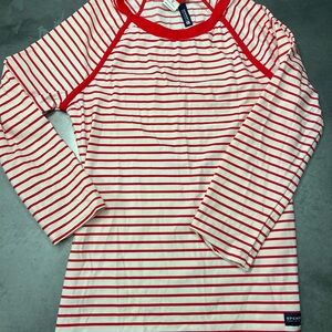 Sperry Red and White Striped Long Sleeve Tee